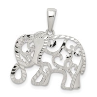 Sterling Silver Diamond-cut Elephant Pendant view 1