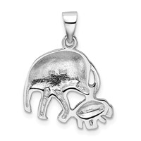 Sterling Silver Rhodium-plated Elephants Pendant view 3