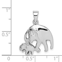 Sterling Silver Rhodium-plated Elephants Pendant view 4