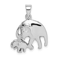 Sterling Silver Rhodium-plated Elephants Pendant view 1