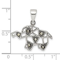 Sterling Silver Antiqued Marcasite Elephant Pendant view 4