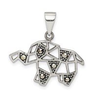 Sterling Silver Antiqued Marcasite Elephant Pendant view 1
