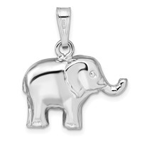 Sterling Silver Rhodium-plated Polished Elephant Pendant view 3