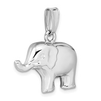 Sterling Silver Rhodium-plated Polished Elephant Pendant view 5