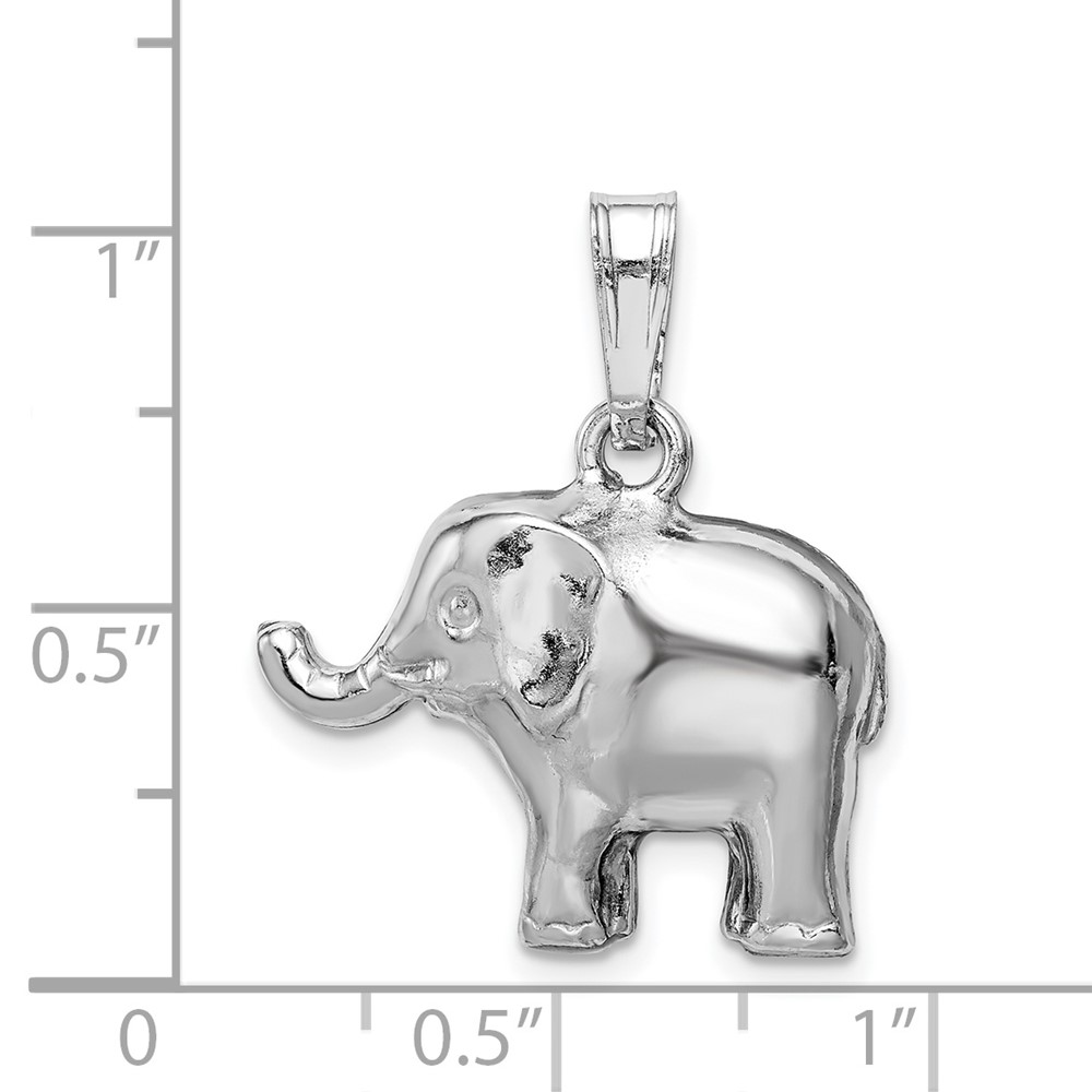 Sterling Silver Rhodium-plated Polished Elephant Pendant (QC9627)