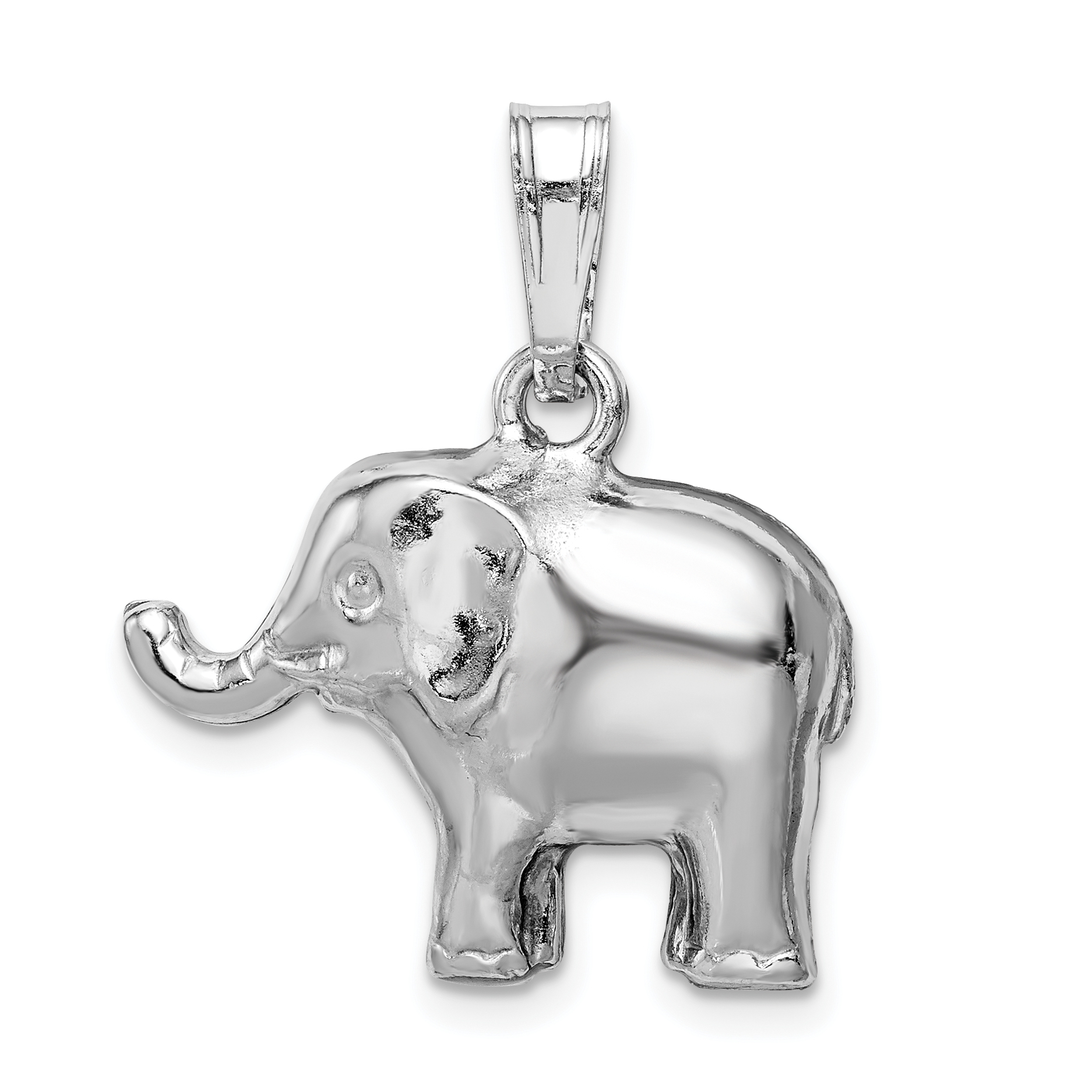 Sterling Silver Rhodium-plated Polished Elephant Pendant (QC9627)