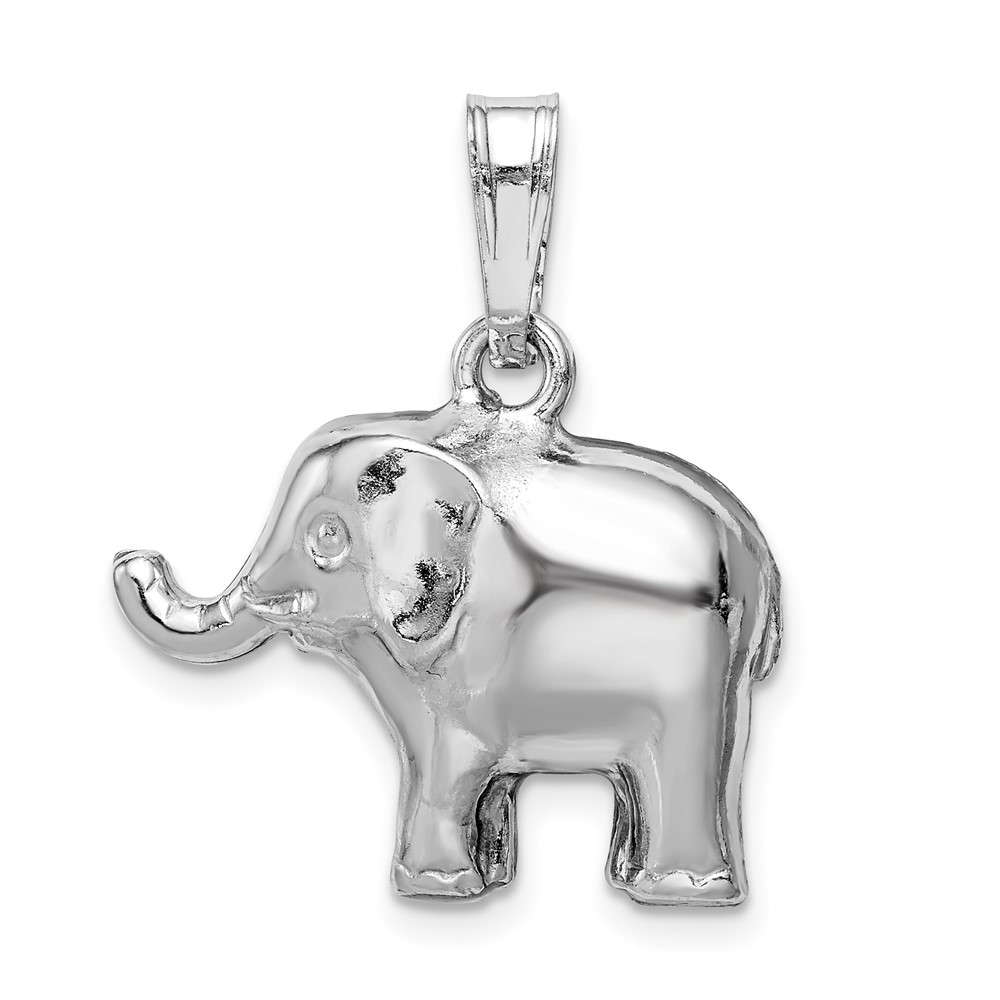 Sterling Silver Rhodium-plated Polished Elephant Pendant (QC9627)