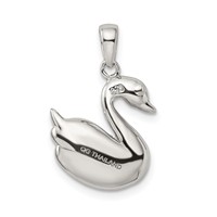 Sterling Silver Rhodium-plated Imitation Pearl Swan Pendant view 3