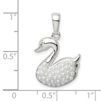 Sterling Silver Rhodium-plated Imitation Pearl Swan Pendant view 4
