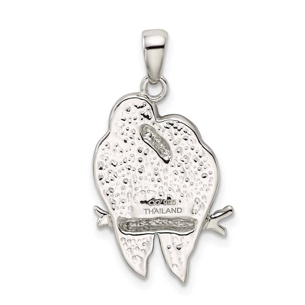 Sterling Silver Rhodium-plated Preciosa Crystal Parrot Couple Pendant (QC9634)