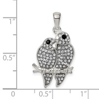Sterling Silver Rhodium-plated Preciosa Crystal Parrot Couple Pendant view 4