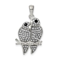 Sterling Silver Rhodium-plated Preciosa Crystal Parrot Couple Pendant view 1
