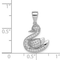 Sterling Silver Rhodium-plated Polished Pave CZ Swan Pendant view 4