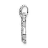 Sterling Silver Rhodium-plated CZ Owl Pendant view 2