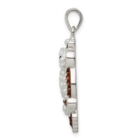 Sterling Silver Rhodium-plated Imitation Pearl and Preciosa Crystal Owl Pendant view 2