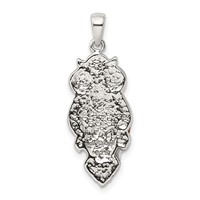 Sterling Silver Rhodium-plated Imitation Pearl and Preciosa Crystal Owl Pendant view 3