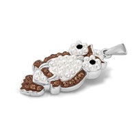 Sterling Silver Rhodium-plated Imitation Pearl and Preciosa Crystal Owl Pendant view 5