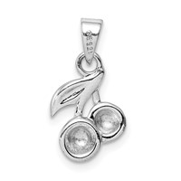 Sterling Silver RH-plated Red & Green Enameled Cherry Children's Pendant view 3
