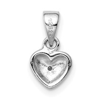 Sterling Silver Rhodium-plated Polished & Satin CZ Heart Pendant view 3