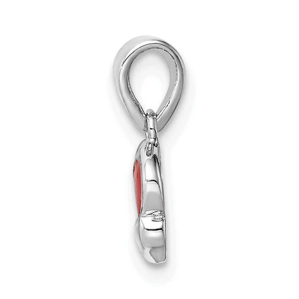 Sterling Silver Rhodium-plated Red Enameled Hearts Children's Pendant (QC9650)