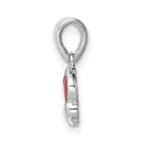 Sterling Silver Rhodium-plated Red Enameled Hearts Petite Pendant view 2