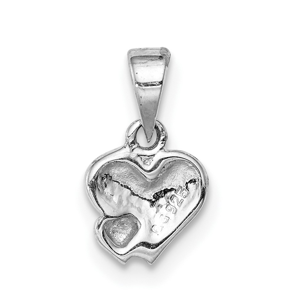 Sterling Silver Rhodium-plated Red Enameled Hearts Children's Pendant (QC9650)