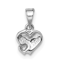 Sterling Silver Rhodium-plated Red Enameled Hearts Petite Pendant view 3