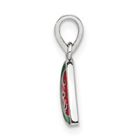 Sterling Silver Rhodium-plated Enameled Watermelon Petite Pendant view 2
