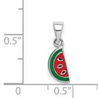 Sterling Silver Rhodium-plated Enameled Watermelon Petite Pendant view 4