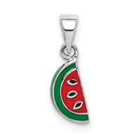 Sterling Silver Rhodium-plated Enameled Watermelon Petite Pendant view 1