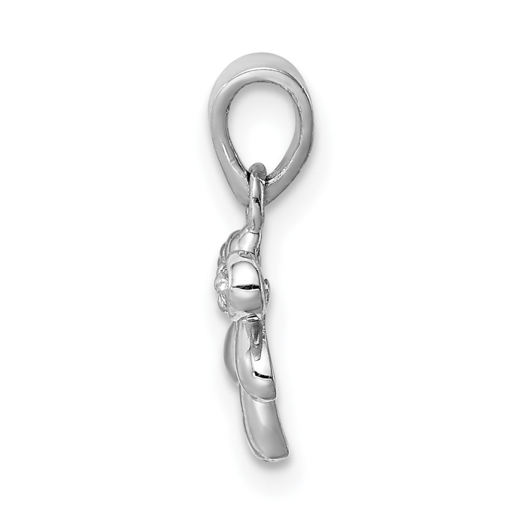 Sterling Silver Rhodium-plated Polished CZ Dragonfly Children's Pendant (QC9654)