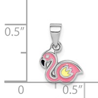 Sterling Silver RH-plated Multi-color Enamel Flamingo Pendant view 4