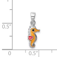 Sterling Silver Rhodium-plated Multi-color Enamel Seahorse Pendant view 4
