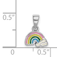 Sterling Silver Rhodium-plated Polished and Enameled Rainbow Pendant with Clouds Petite view 4