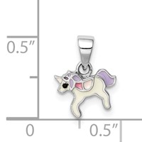 Sterling Silver Rhodium-plated Multi-color Enameled Unicorn Petite Pendant view 4