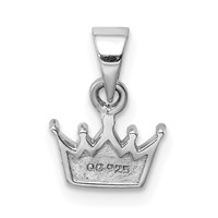 Sterling Silver Rhodium-plated Pink Enameled Heart Crown Petite Pendant view 3