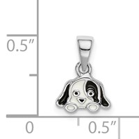 Sterling Silver RH-plated Black White Enameled Puppy Children's Pendant view 4