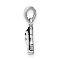Sterling Silver Rhodium-plated Multi-color Enameled Penguin Petite Pendant view 2
