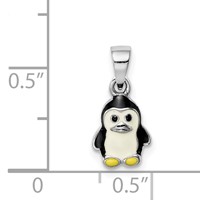 Sterling Silver Rhodium-plated Multi-color Enameled Penguin Petite Pendant view 4