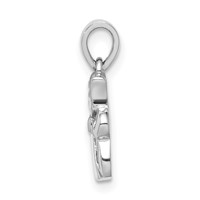 Sterling Silver RH-plated Polished White Enameled Cat Children's Pendant view 2