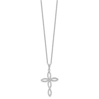 Diamond Fascination Diamond Mystique Sterling Silver Platinum-plated Diamond Cross Necklace, 18" view 2