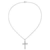 Diamond Fascination Diamond Mystique Sterling Silver Platinum-plated Diamond Cross Necklace, 18" view 4