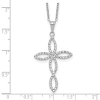 Diamond Fascination Diamond Mystique Sterling Silver Platinum-plated Diamond Cross Necklace, 18" view 3