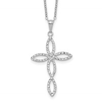 Diamond Fascination Diamond Mystique Sterling Silver Platinum-plated Diamond Cross Necklace, 18" view 1