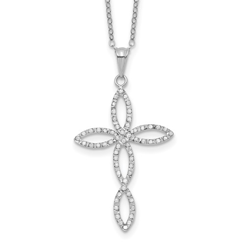 Diamond Fascination Diamond Mystique Sterling Silver Platinum-plated Diamond Cross Necklace, 18"
