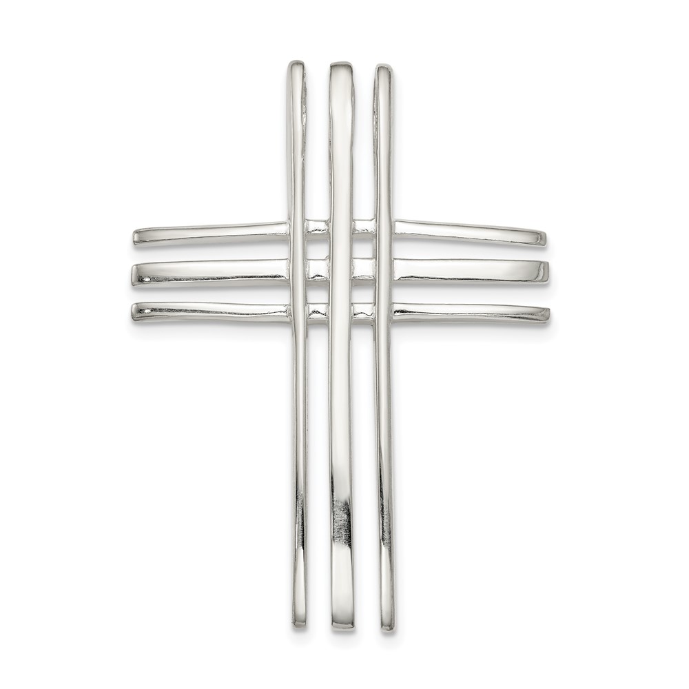 Sterling Silver Polished Cross Chain Slide