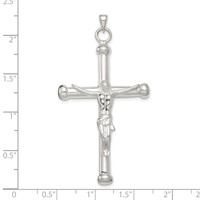Sterling Silver Polished Crucifix Pendant view 4