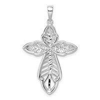 Sterling Silver Diamond-cut Cross Pendant view 3
