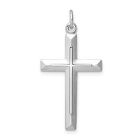 Sterling Silver Platinum-plated Cross Pendant view 1