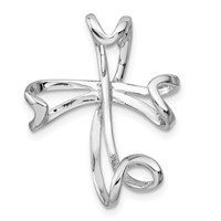 Sterling Silver Rhodium-plated Cross Chain Slide Pendant view 3